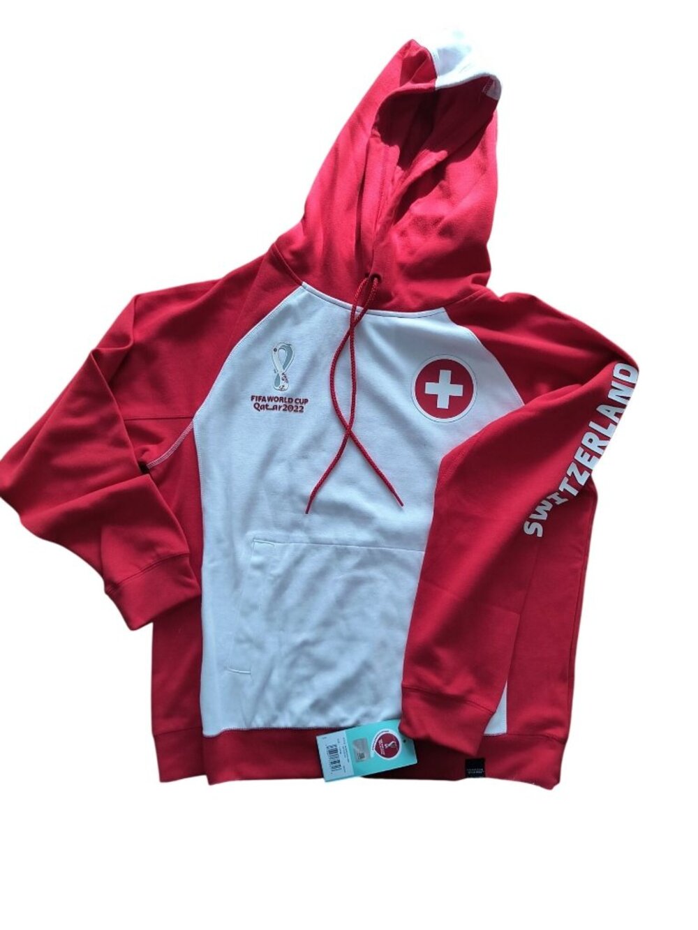FIFA World Cup Qatar 2022 Switzerland Hoodie Red & White Large Official Licensed